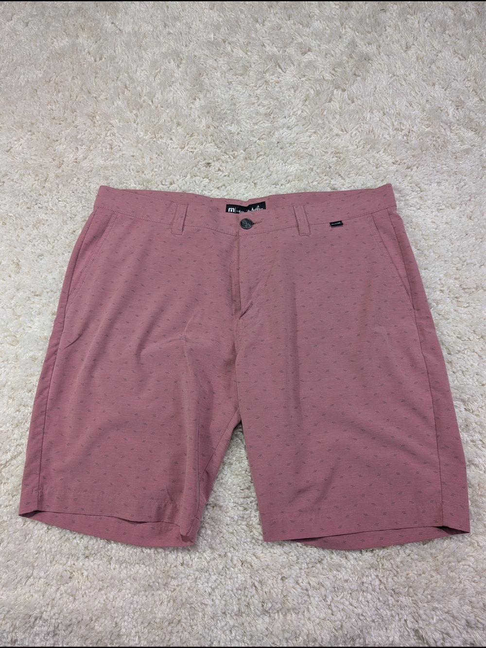 Travis Mathew Men's Dusty Pink Patterned Flat Front Shorts